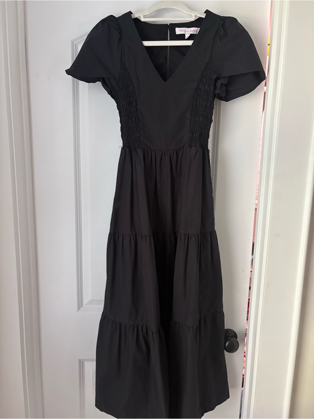 Meet Me in Santorini- Women’s Black V-Neck Tiered Maxi Dress